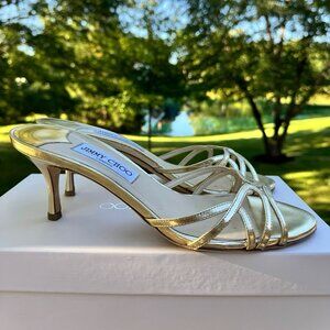 Jimmy Choo Ivana Gold Patent Leather
